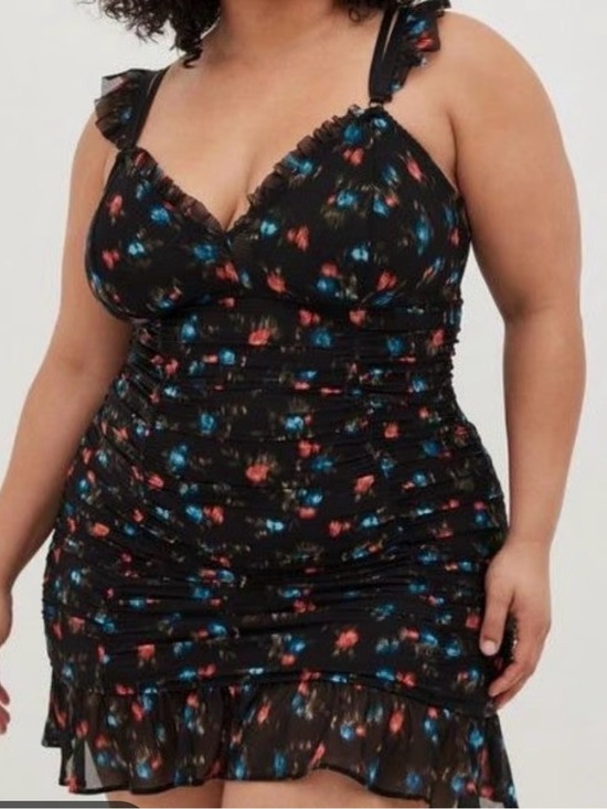 torrid Other - Torrid Size 1 Floral Ruched Mesh Ruffle Chemise- Women Intimates & Sleepwear